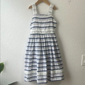 Blue and White Striped Kids Dress